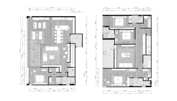 Duplex floor plan, 4 bedrooms in The Petit Tycoon No. 11014 (2D)